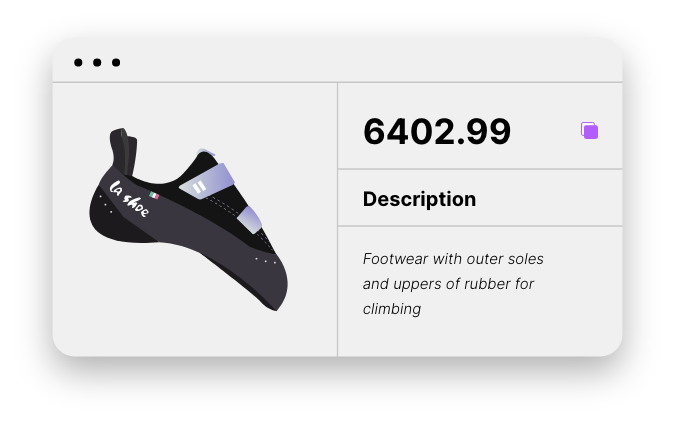 product classification example description image